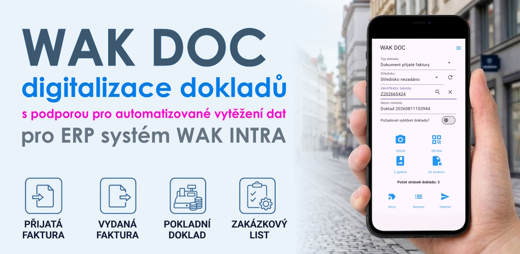 Mobilní aplikace WAK DOC – digitalizace dokladů ve WAK INTRA