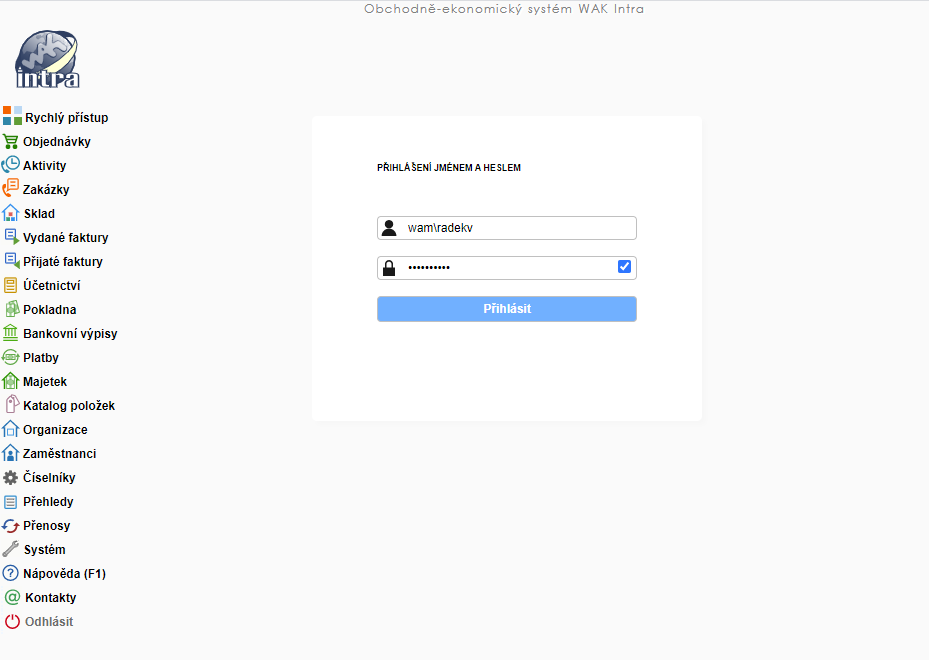 wakintra design login page